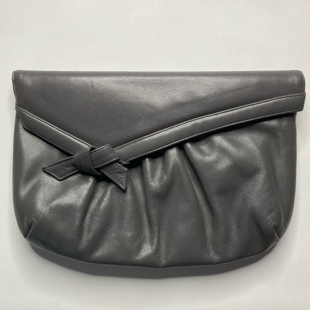 Vintage Morris Moskowitz Genuine Leather Gray Snap Closure Clutch / Purse - READ